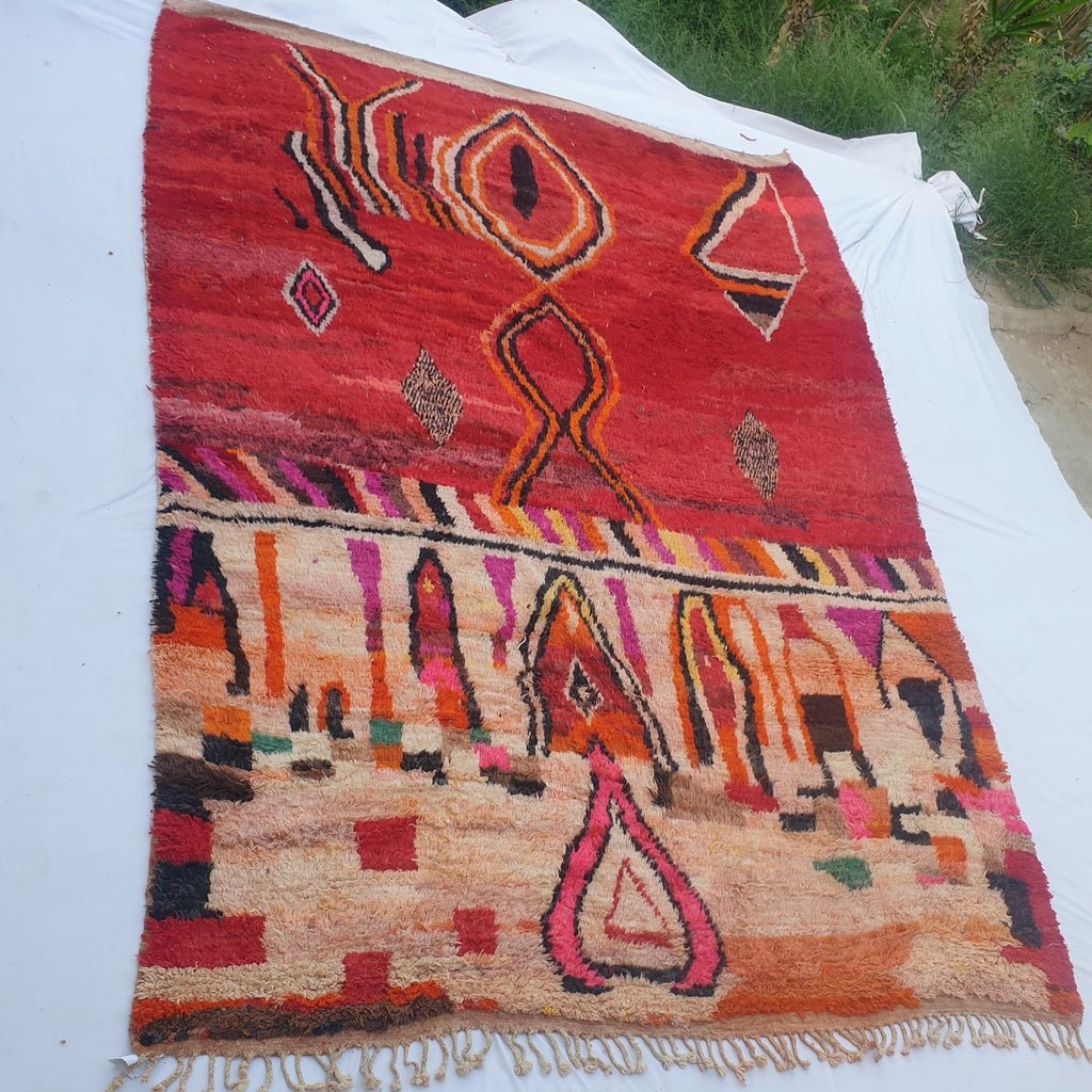Nssala - MOROCCAN BOUJAD RUG | Large Berber Colorful Area Rug for living room Handmade Authentic Wool | 13'5x10'2 Ft | 413x310 cm - OunizZ