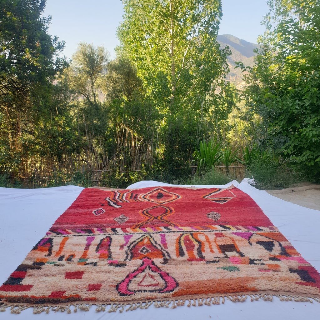 Nssala - MOROCCAN BOUJAD RUG | Large Berber Colorful Area Rug for living room Handmade Authentic Wool | 13'5x10'2 Ft | 413x310 cm - OunizZ