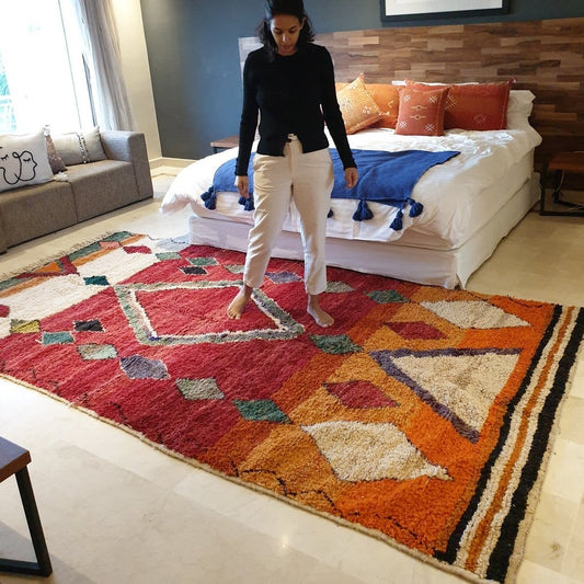 OCASO | 11'5x6 Ft | 3,50x1,85 m | Moroccan Colorful Rug | 100% wool handmade - OunizZ