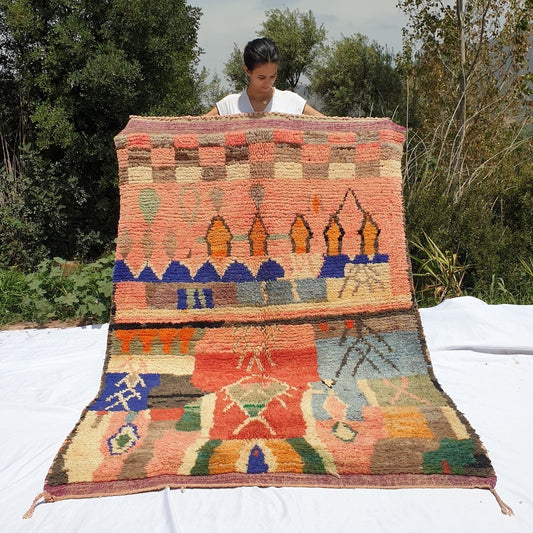 OUSSIN | 7'5x5 Ft | 2,30x1,50 m | Moroccan Colorful Rug | 100% wool handmade - OunizZ