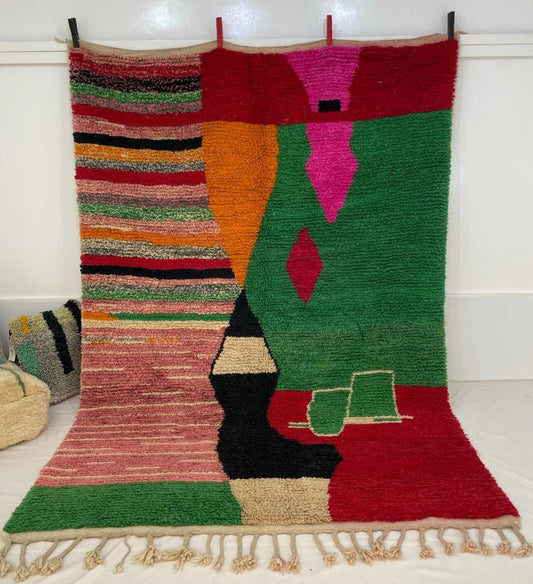 REBROKA | 9'9x6'8 Ft | 3x2 m | Moroccan Colorful Rug | 100% wool handmade - OunizZ