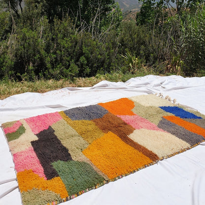 ROPA | 6'2x4 Ft | 188x123 cm | Moroccan Colorful Rug | 100% wool handmade - OunizZ