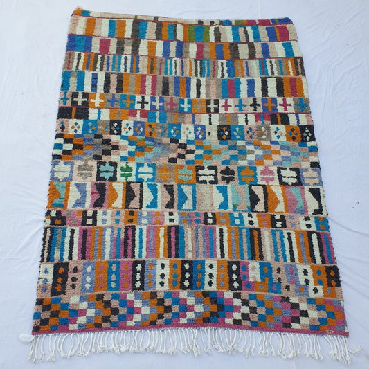 Smaina - Moroccan Rug Boujaad | Colorful Authentic Berber Handmade Bedroom Rug | 7'48x5'68 Ft | 2,28x1,73 m - OunizZ