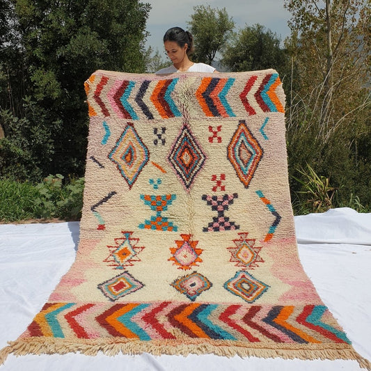 TABLATT | 8'5x5 Ft | 2,50x1,50 m | Moroccan Colorful Rug | 100% wool handmade - OunizZ