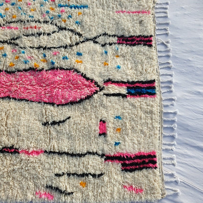 White Moroccan Rug Azilal | Authentic Handmade Moroccan Wool Rug | Berber Moroccan Rug for bedroom | 256x148 cm | 8'40x5'12 ft - OunizZ