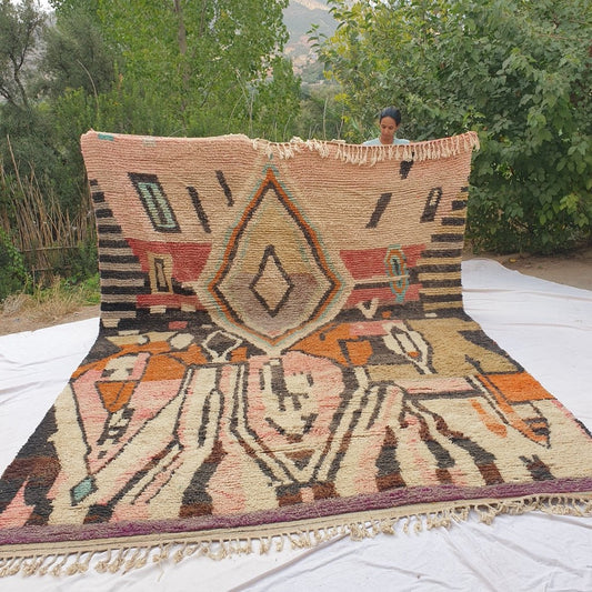 Zayka | MOROCCAN RUG BOUJAD | Moroccan Berber Rug | Colorful Rug Moroccan Carpet | Authentic Handmade Berber Living room Rugs | 13'98x10 Ft | 426x305 cm - OunizZ