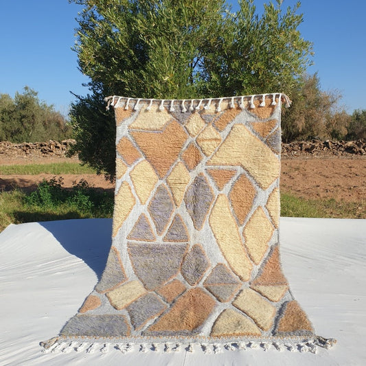 Zellij - Moroccan Rug Beni Ouarain | Colorful Authentic Berber Handmade Bedroom Rug | 8'79x4'70 Ft | 2,68x1,43 m - OunizZ